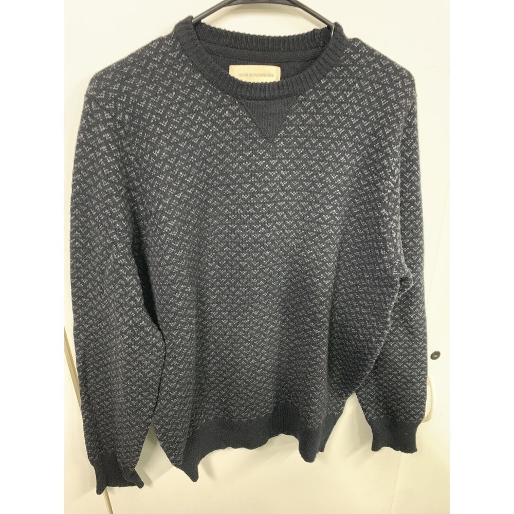 Frederick Anderson Copenhagen Sweater Men's M Black Cotton Blend‎ w/ Elbow Patch